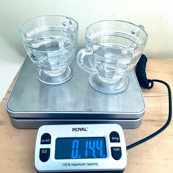 Vtg Anchor Hocking Glass Banded Rings Creamer Sugar Bowl Set 1927-1933 - Picture 9 of 9